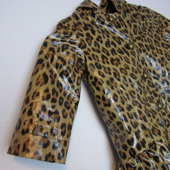 Gap Rain Jacket Cheetah Print Toddler Girls 2 Button Up Hooded Lined Winter - Picture 3 of 7